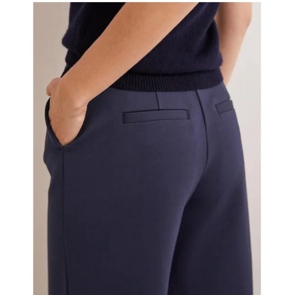 Boden Jersey Wide Leg High Rise Culottes Pants in Navy Blue 4 Petite - Picture 5 of 11